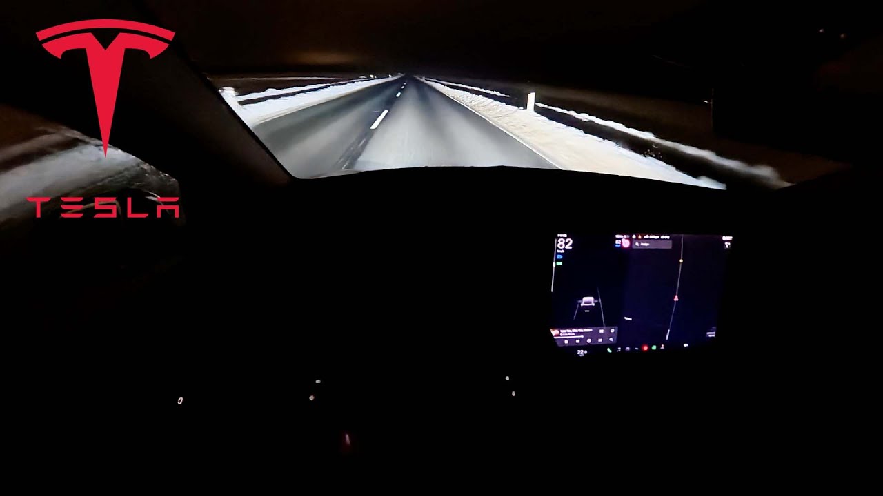 Tesla Model Y Juniper Premium Standard Range RWD in SNOW | POV Night Drive | Stealth Grey