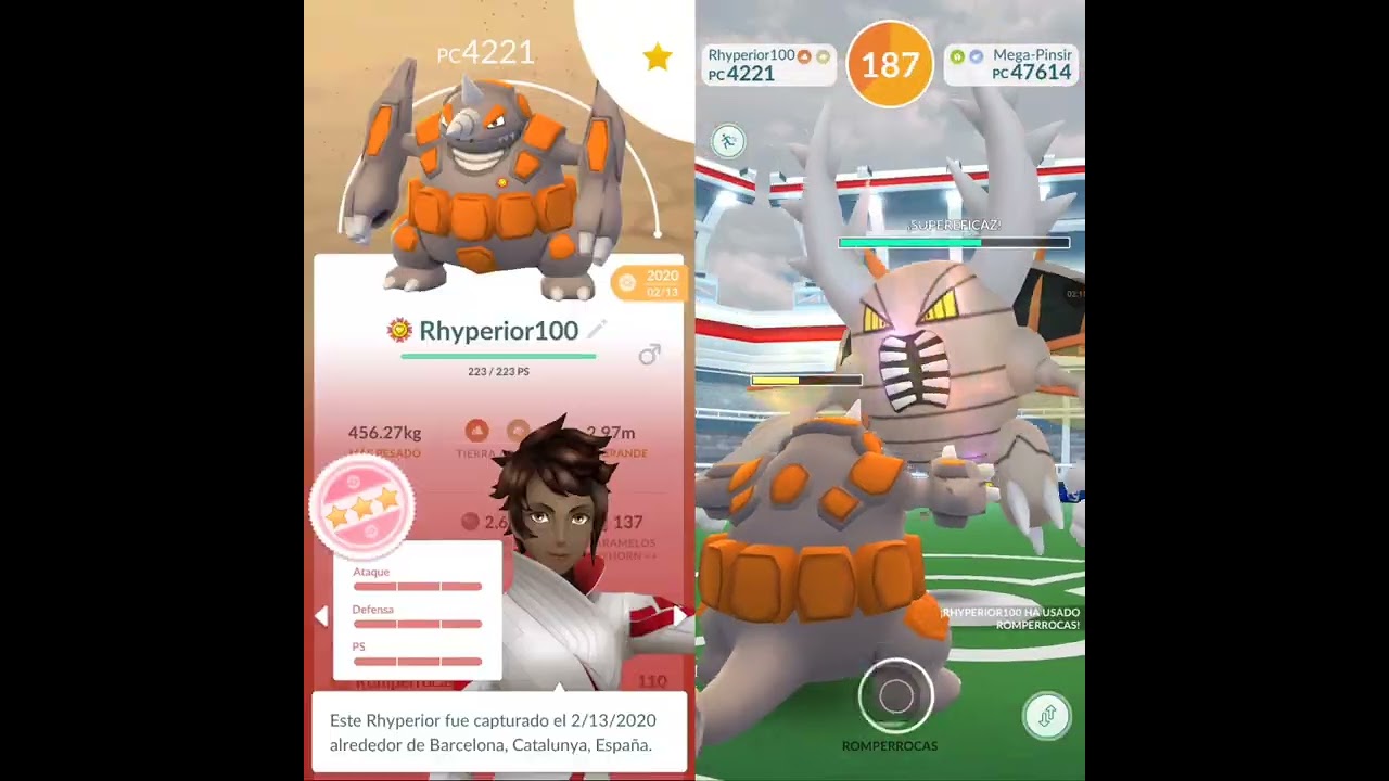 Raid solo Tier LV4 Mega Pinsir,Only Rhyperior lv50 (No Shadow, No Weather Boost)