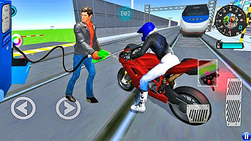 Motorcycle Vs Bullet Train Railway Station In 3D Driving Class - Android IOS Gameplay
