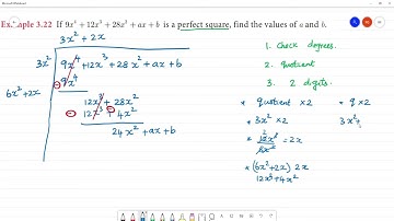 Class 10 TN  3. Algebra  Example 3.22   If 9 X^4 - 12X^3 + 28 X^2 + aX + b   perfect square, find