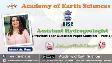 UPSC - Assistant Hydrogeologist | Previous Year Paper Solution | Part - 4