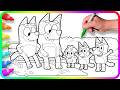 BLUEY Coloring Pages. Do you know How to color Bluey with Family? Bingo, Bandit, Chillie