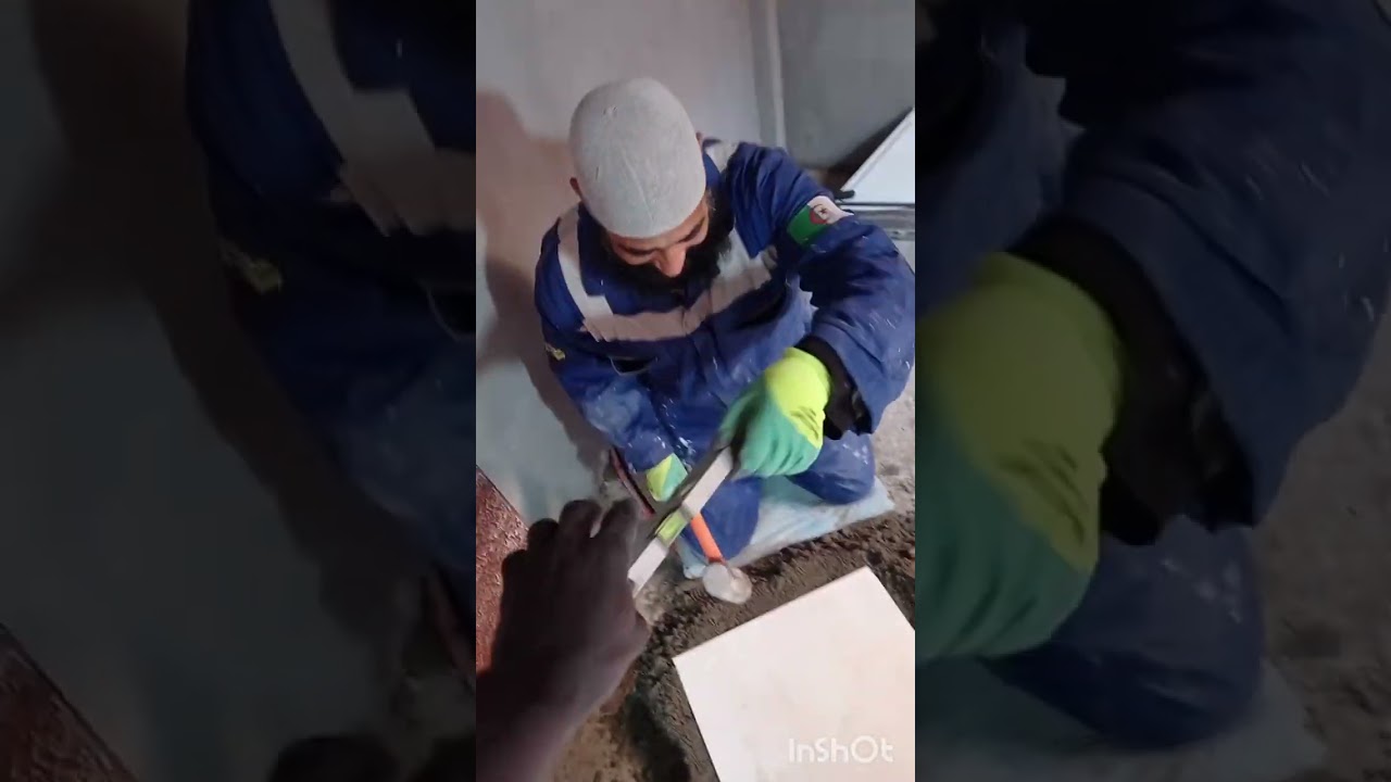 كيفية تركيب سيراميك الأرض علي زاوية 45درجة