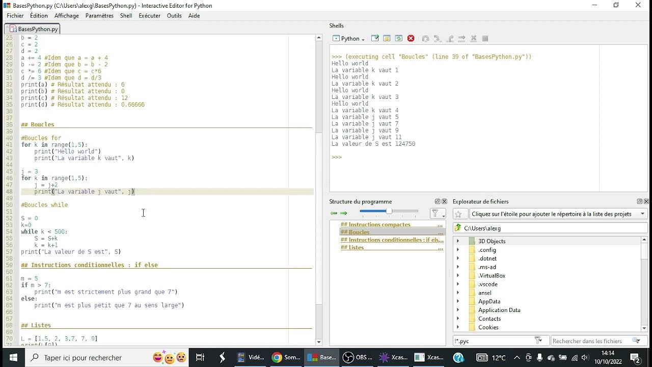 2nde - Python - Boucles, instructions conditionnelles et listes (Vidéo ...