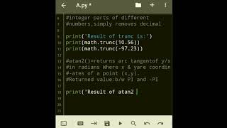 Math functions in #python #Part9  #trunc()  #atan2()  #atanh()