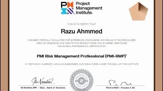 PMI Risk Management professional success journey-  Razu RMP LL Journey on 9 May 2026