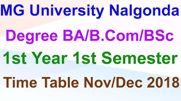 MGU Degree 1st Sem Time Table 2018 | MG University Exam Time Table 2018