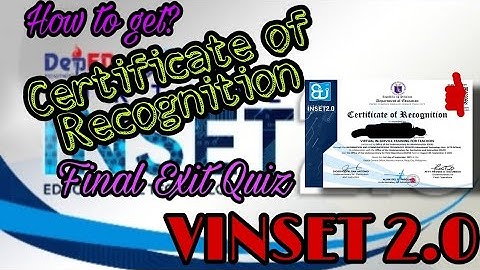 VINSET Certificate of Recognition Final Exit Quiz: Answer Key