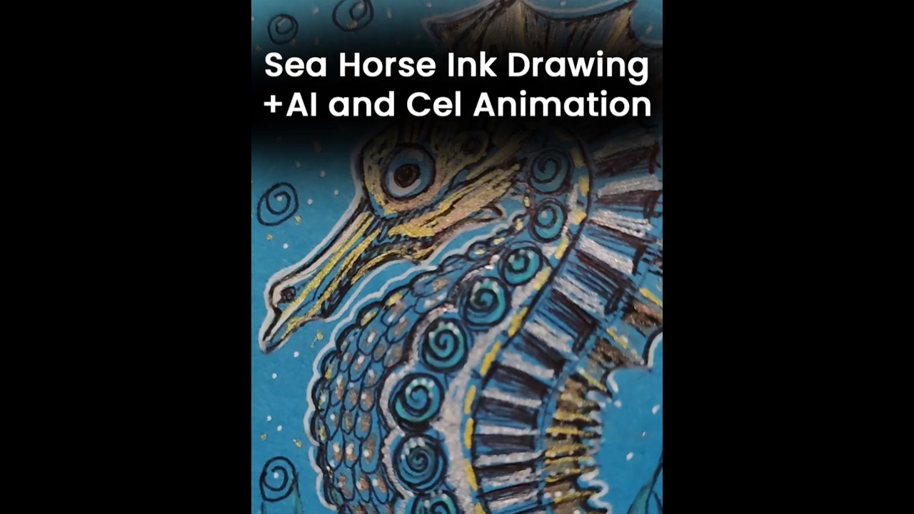 Sea Horse Ink Drawing | Cel and AI Animation