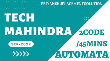 Tech Mahindra 2023 Automata Questions | Technical Section | Tech Mahindra Round 2 Coding Questions