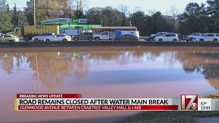 Water main break floods Glenwood Avenue