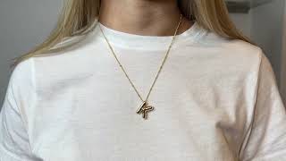 Bouzilli Gold Bubble Letter Necklace for Women, Dainty 14K Gold Plated Initial Necklaces Review