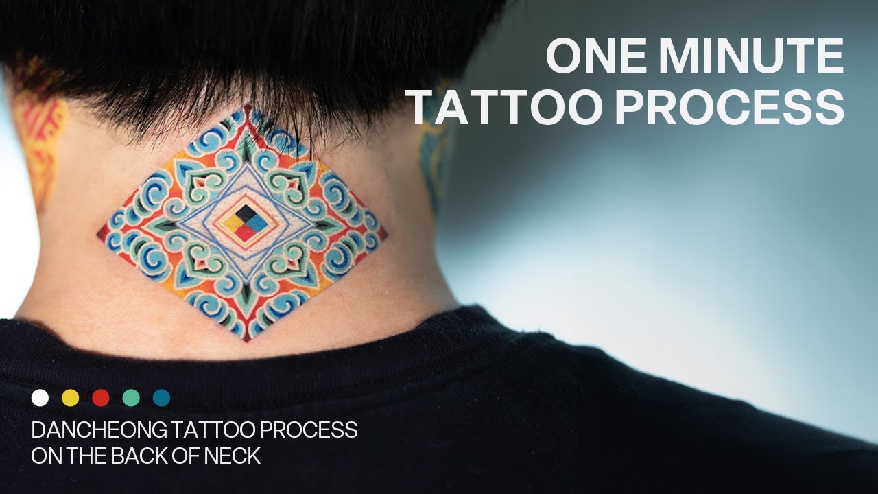 Dancheong Tattoo Process on The back of Neck - PittaKKM - YouTube