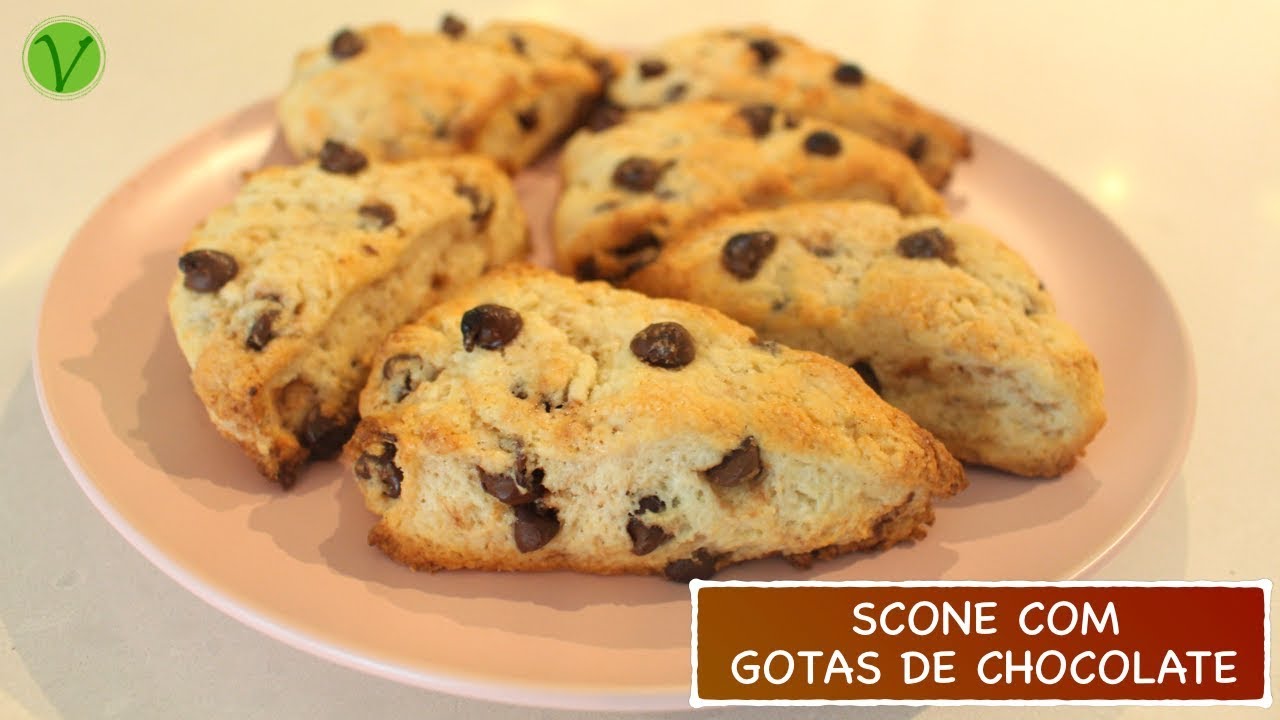 SCONES COM GOTAS DE CHOCOLATE VEGANO (SEM LEITE DE VACA/SEM OVO) #619 | Receitas da Mussinha