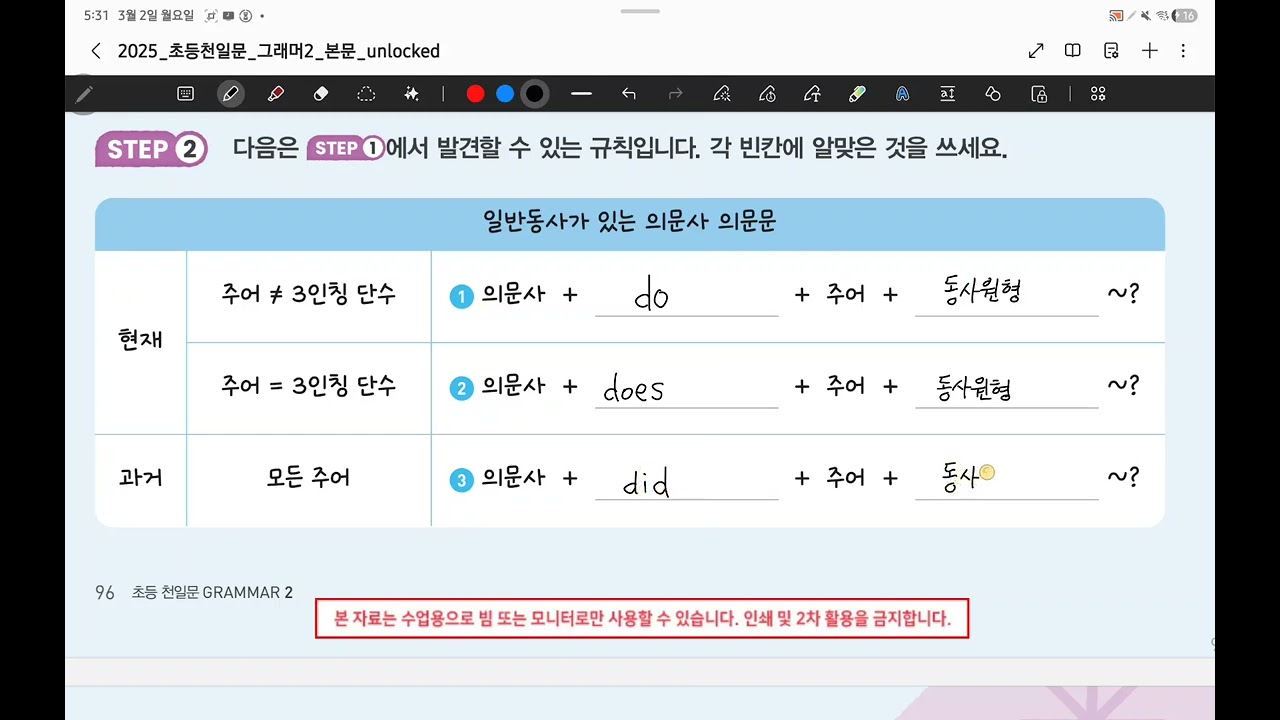 Unit 14. 일반동사가 있는 의문사 의문문