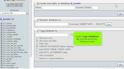 joomla restore phpMyAdmin