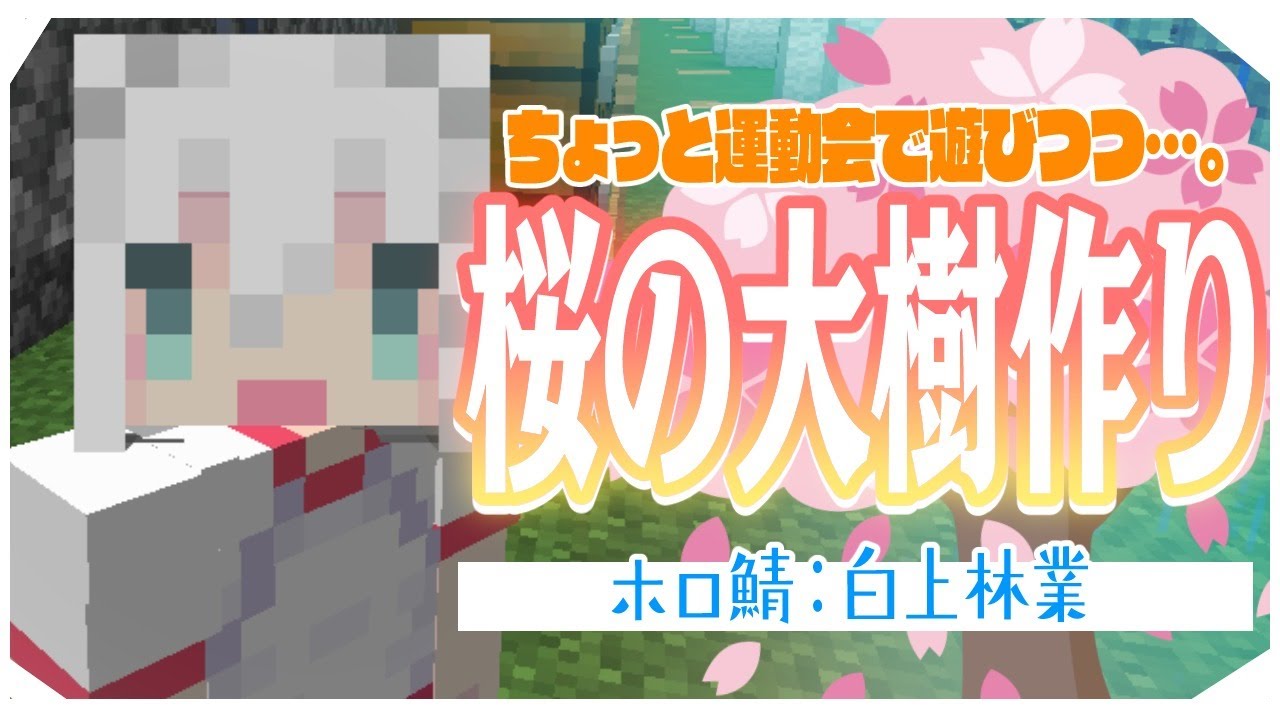 【Minecraft】ホロ鯖：桜の大樹を作りつつ運動会アスレもまた遊ぶ!!【ホロライブ/白上フブキ】