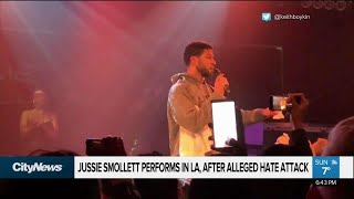 Jussie Smollett performs in L.A. after alleged hate attack