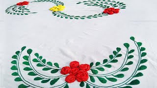 Ribbon Work Rose Flower Bedsheet Design | रिबन वाला बेडशीट डिजाइन |