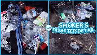DISASTER Detail on a SMOKER'S Filthy Car | Interior Deep Cleaning \& Complete Vehicle Transformation!