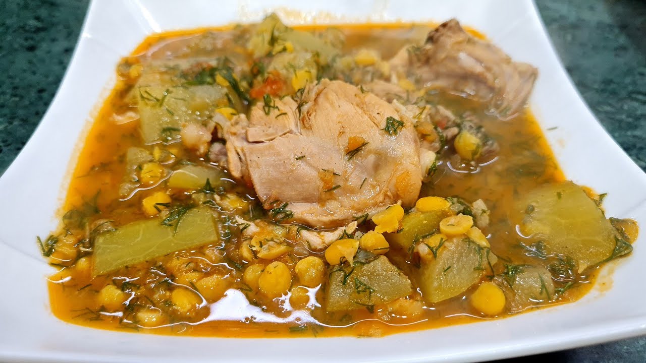 الدبه او القرع الاخضر  بالحمص والشبت على الطريقه الحجازيه(Green squash with chickpeas)