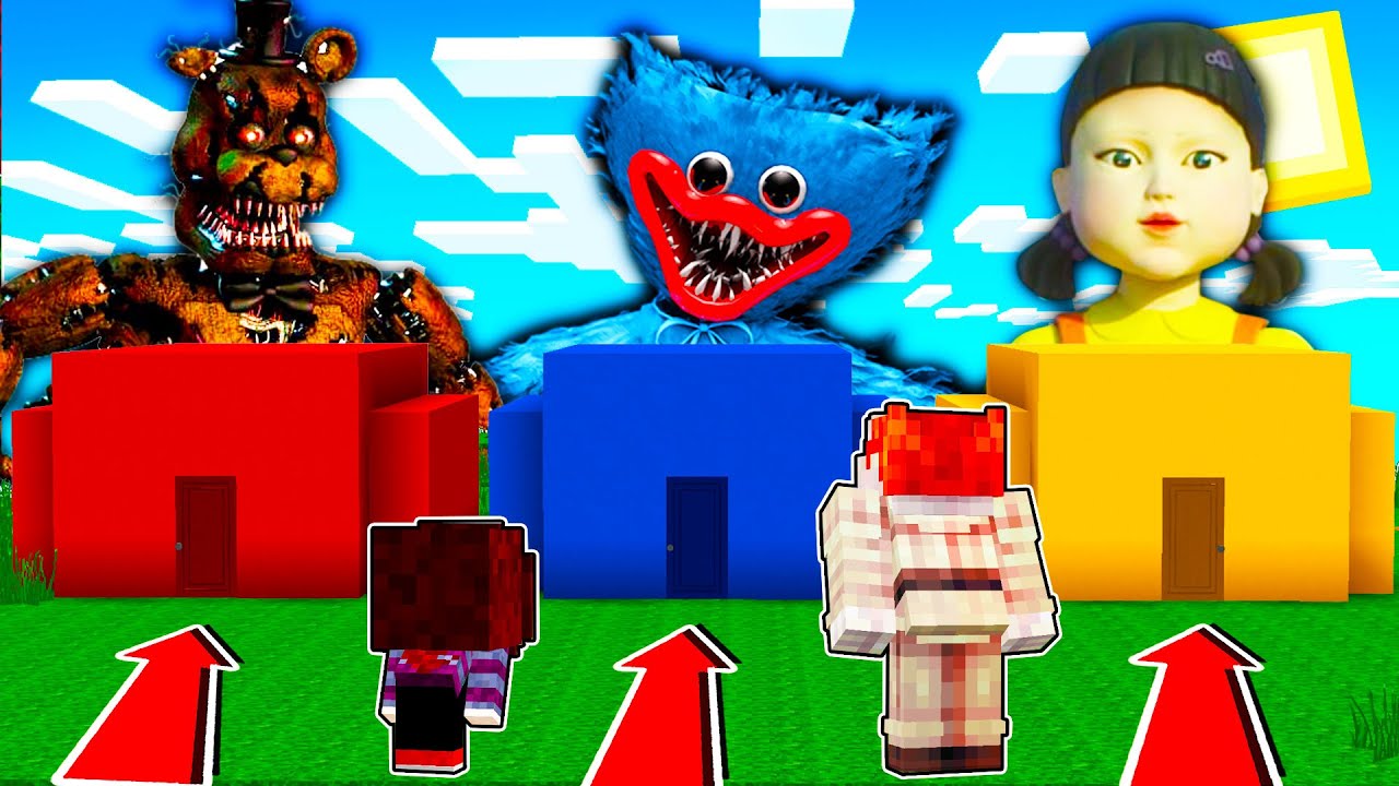 NÃO ENTRE NO TÚNEL DE JOGOS DE TERROR ERRADO NO MINECRAFT!! (Siren Head,  Huggy Wuggy, Freddy) 