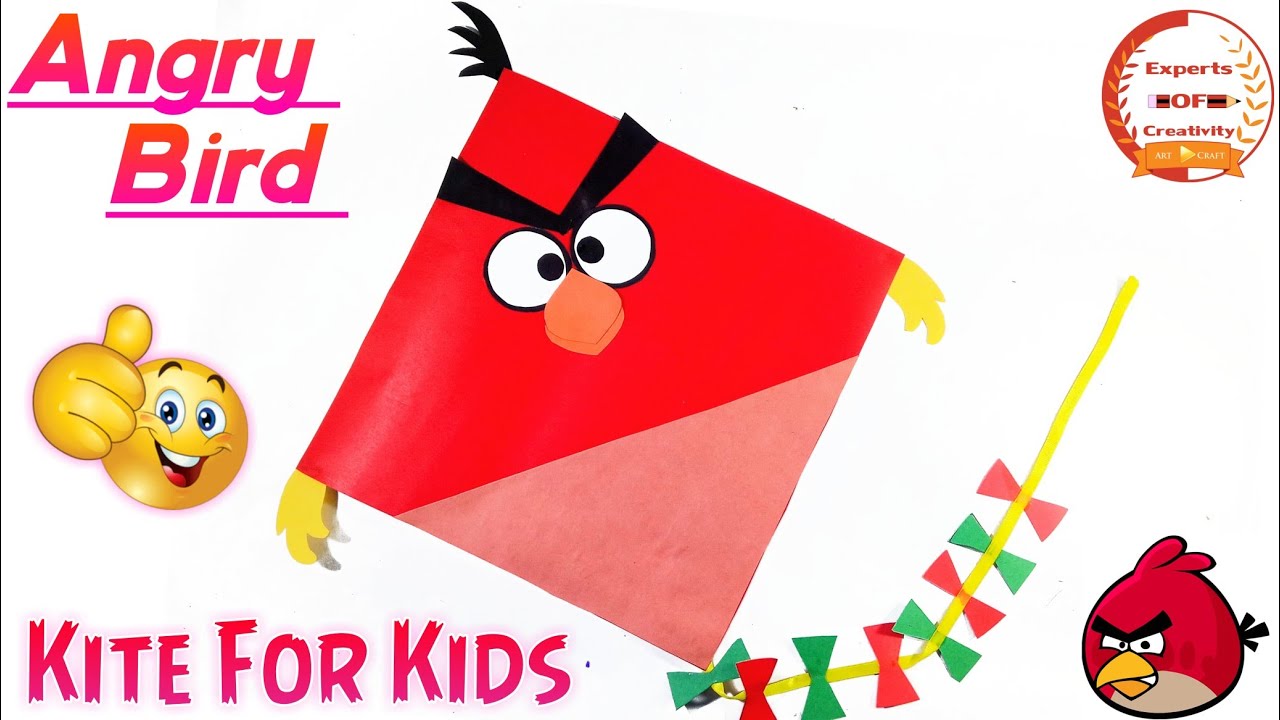 How To Make ANGRY BIRD Kite How To Make Kite For Kids Children Kite Craft Modern Kite