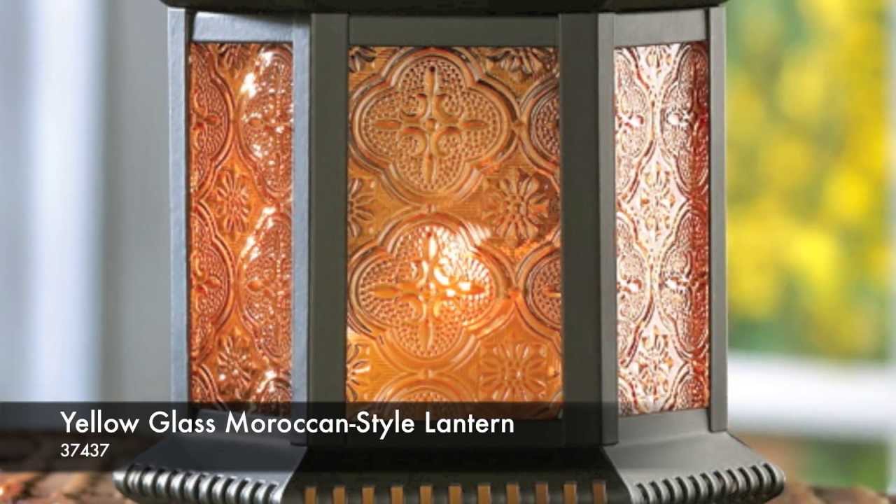 37437 - Yellow Glass Moroccan-Style Lantern