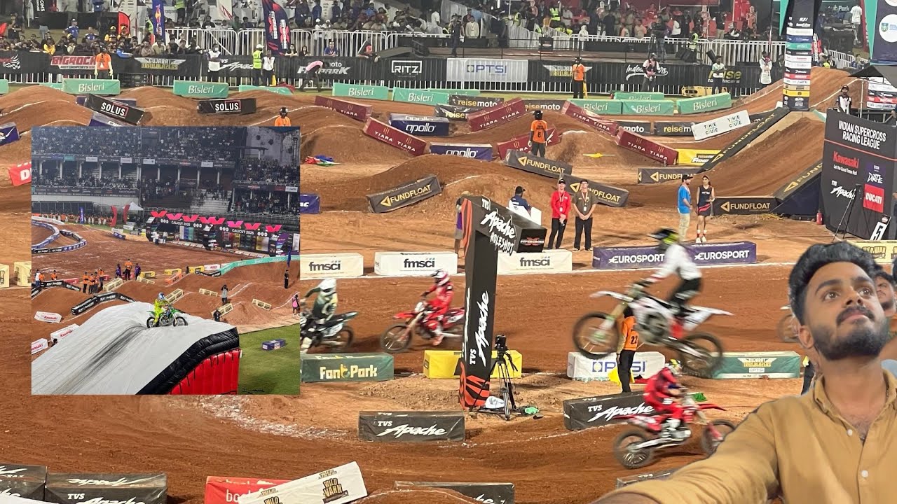 Indian Supercross racing league ISRL              racing, crashes, dramatic overtaking,baby jean, DJ