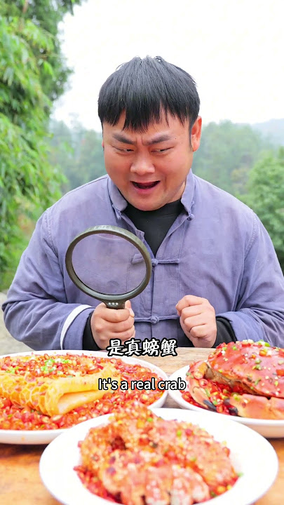 Ermao traded two big crabs for the money belly#chinesecuisine  #mukbang  #food   #delicious