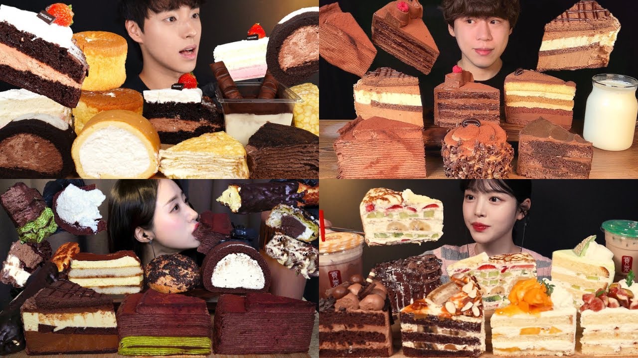 🍰 ASMR Dessert Mukbang 😍 | Chocolate Cake, Crepe Cake & Fruit Cake Dessert Eating Sounds