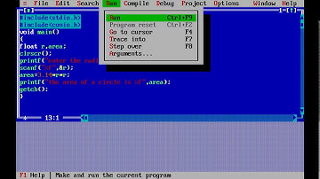TO FIND THE AREA OF A CIRCLE USING TURBO C COMPILER