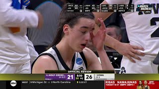 🫣 Caitlin Clark HIT In FACE, Intentional Foul Called | NCAA Tournament, Iowa Hawkeyes vs Holy Cross