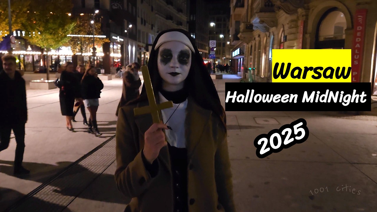 Warsaw Halloween Night Walk 2025 | Crazy Midnight Vibes [4K HDR]