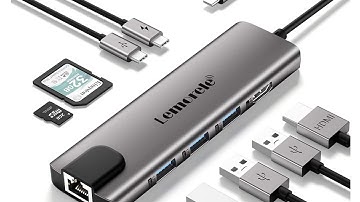 USB C Hub, Lemorele 9 in 1 USB C Hub Multiport Adapter w/Gigabit Ethernet, 100W PD