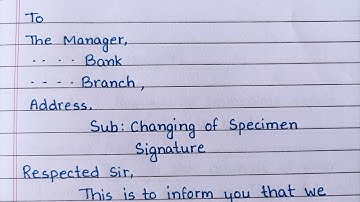 letter to bank for changing specimen signature