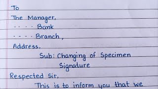 letter to bank for changing specimen signature