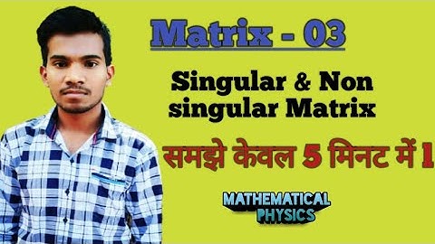 Lec -03 Matrix; Singular & Non Singular matrix with example in Hindi