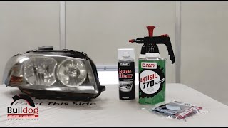 Bulldog Abrasives Headlight Restoration Process using HB Body Lens Clear