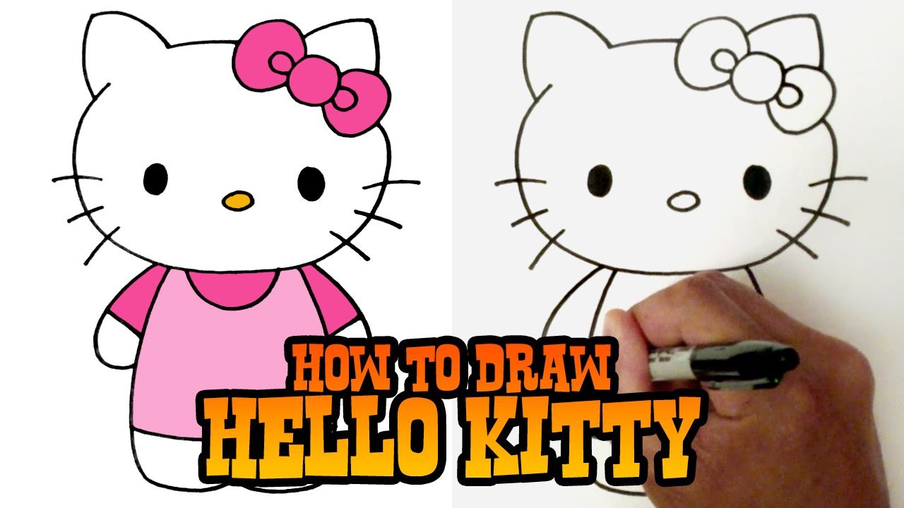 Step By Step Hello Kitty Drawing For Kids, Tutorial, by Drawing For Kids