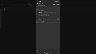 C program to input and display integer | C programming on Android phone | coding c app #Shorts