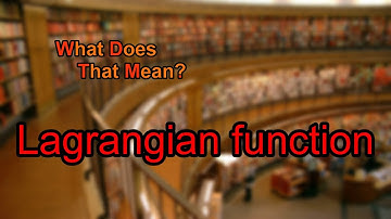 What does Lagrangian function mean?