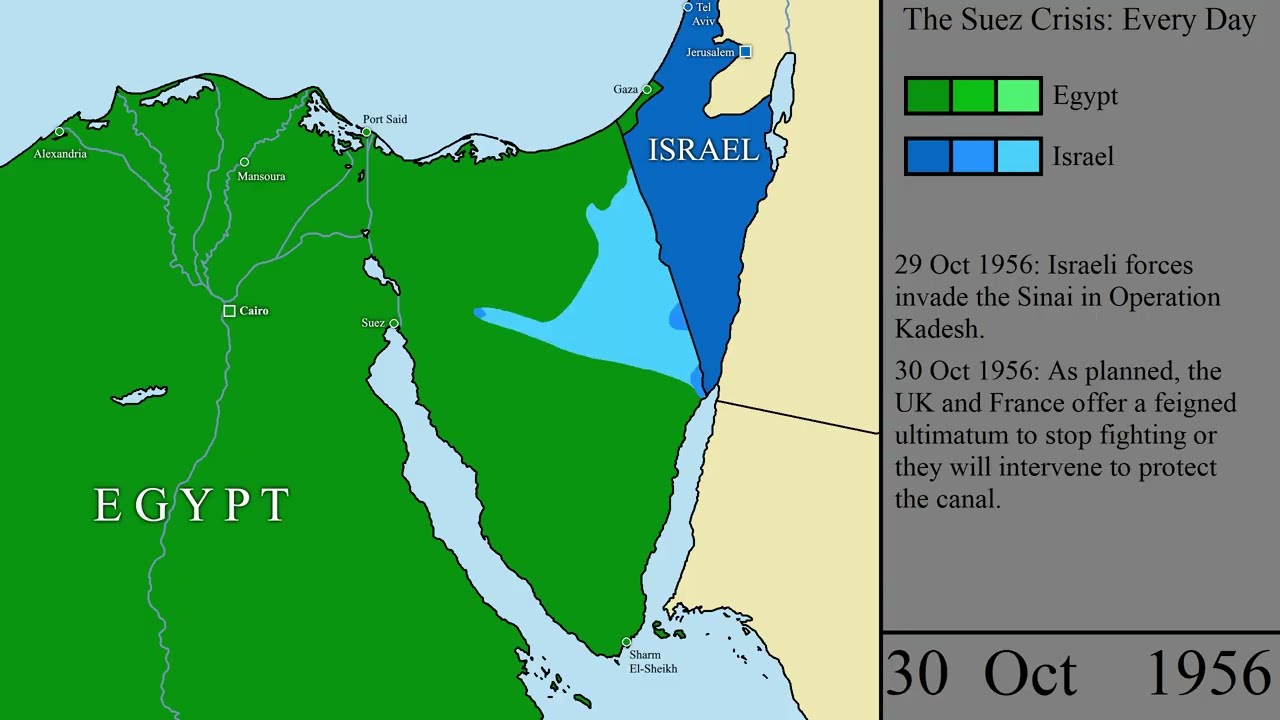 Kryzys sueski na mapie.