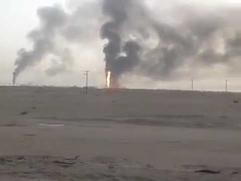 Fire of oil well due to H2S gas leak