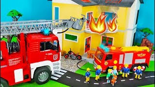 Fire Trucks & Fire Engine Unboxing: Story with Fireman Sam & Bruder Cars | Great Toys Set for Kids