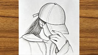 How to draw a girl wearing cap for beginners || Easy drawing for girls || bir kız nasıl çizilir