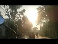 Going for a walk using a motorbike in the morning 