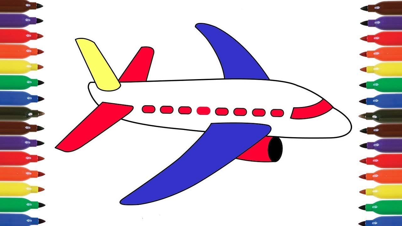 how to draw aeroplane for kids,airoplane colors video ...