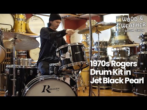 1970s Rogers Drum Kit in Jet Black Pearl 14x22 16x16 9x13