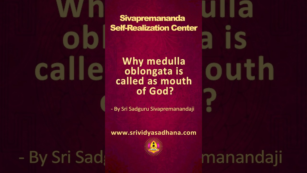 Why medulla oblongata is called mouth of God? - by Sri Sadguru Sivapremanandaji